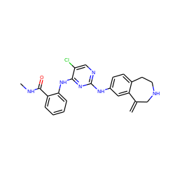 C=C1CNCCc2ccc(Nc3ncc(Cl)c(Nc4ccccc4C(=O)NC)n3)cc21 ZINC000169345220