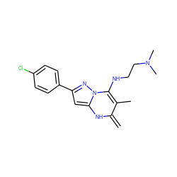 C=C1Nc2cc(-c3ccc(Cl)cc3)nn2C(NCCN(C)C)=C1C ZINC000169303623