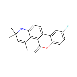 C=C1Oc2ccc(F)cc2-c2ccc3c(c21)C(C)=CC(C)(C)N3 ZINC000013490424