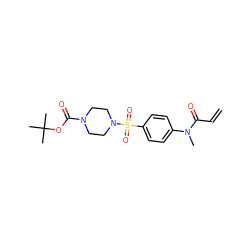 C=CC(=O)N(C)c1ccc(S(=O)(=O)N2CCN(C(=O)OC(C)(C)C)CC2)cc1 ZINC000084733494