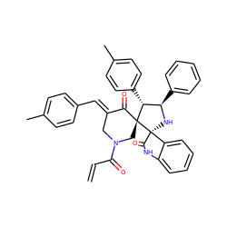 C=CC(=O)N1C/C(=C\c2ccc(C)cc2)C(=O)[C@]2(C1)[C@H](c1ccc(C)cc1)[C@@H](c1ccccc1)N[C@]21C(=O)Nc2ccccc21 ZINC000169311540