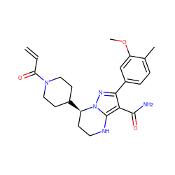 C=CC(=O)N1CCC([C@@H]2CCNc3c(C(N)=O)c(-c4ccc(C)c(OC)c4)nn32)CC1 ZINC001772634344