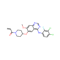 C=CC(=O)N1CCC(Oc2cc3c(Nc4ccc(Cl)c(Cl)c4F)ncnc3cc2OC)CC1 ZINC000095930125