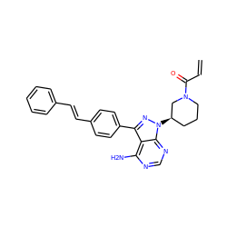 C=CC(=O)N1CCC[C@@H](n2nc(-c3ccc(/C=C/c4ccccc4)cc3)c3c(N)ncnc32)C1 ZINC000653786497