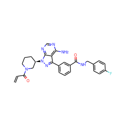 C=CC(=O)N1CCC[C@@H](n2nc(-c3cccc(C(=O)NCc4ccc(F)cc4)c3)c3c(N)ncnc32)C1 ZINC000095574462