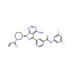 C=CC(=O)N1CCC[C@@H](n2nc(-c3cccc(C(=O)Nc4cc(F)cc(F)c4)c3)c3c(N)ncnc32)C1 ZINC000095575298