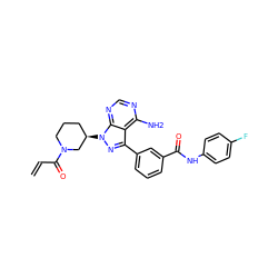 C=CC(=O)N1CCC[C@@H](n2nc(-c3cccc(C(=O)Nc4ccc(F)cc4)c3)c3c(N)ncnc32)C1 ZINC000095575112