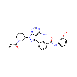 C=CC(=O)N1CCC[C@@H](n2nc(-c3cccc(C(=O)Nc4cccc(OC)c4)c3)c3c(N)ncnc32)C1 ZINC000095573869