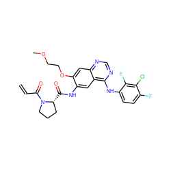 C=CC(=O)N1CCC[C@H]1C(=O)Nc1cc2c(Nc3ccc(F)c(Cl)c3F)ncnc2cc1OCCOC ZINC000043178708