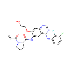 C=CC(=O)N1CCC[C@H]1C(=O)Nc1cc2c(Nc3cccc(Cl)c3F)ncnc2cc1OCCOC ZINC000045254898