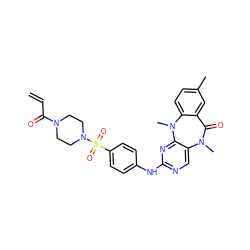 C=CC(=O)N1CCN(S(=O)(=O)c2ccc(Nc3ncc4c(n3)N(C)c3ccc(C)cc3C(=O)N4C)cc2)CC1 ZINC001772599263