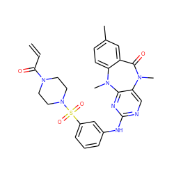 C=CC(=O)N1CCN(S(=O)(=O)c2cccc(Nc3ncc4c(n3)N(C)c3ccc(C)cc3C(=O)N4C)c2)CC1 ZINC001772630035