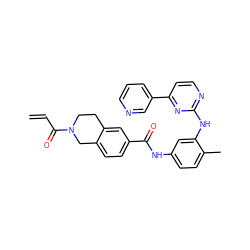 C=CC(=O)N1CCc2cc(C(=O)Nc3ccc(C)c(Nc4nccc(-c5cccnc5)n4)c3)ccc2C1 ZINC000141304815