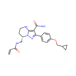 C=CC(=O)NC[C@@H]1CCNc2c(C(N)=O)c(-c3ccc(OCC4CC4)cc3)nn21 ZINC001772598014