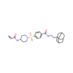 C=CC(=O)NC1CCN(S(=O)(=O)c2ccc(C(=O)NCCC34CC5CC(CC(C5)C3)C4)cc2)CC1 ZINC000095579404