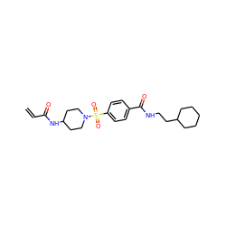 C=CC(=O)NC1CCN(S(=O)(=O)c2ccc(C(=O)NCCC3CCCCC3)cc2)CC1 ZINC000095577801