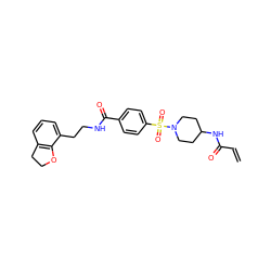 C=CC(=O)NC1CCN(S(=O)(=O)c2ccc(C(=O)NCCc3cccc4c3OCC4)cc2)CC1 ZINC000095579411