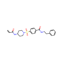 C=CC(=O)NC1CCN(S(=O)(=O)c2ccc(C(=O)NCCc3ccccc3)cc2)CC1 ZINC000095571869