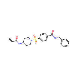 C=CC(=O)NC1CCN(S(=O)(=O)c2ccc(C(=O)NCc3ccccc3)cc2)CC1 ZINC000095578347