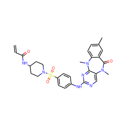 C=CC(=O)NC1CCN(S(=O)(=O)c2ccc(Nc3ncc4c(n3)N(C)c3ccc(C)cc3C(=O)N4C)cc2)CC1 ZINC001772618279