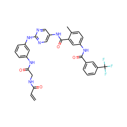 C=CC(=O)NCC(=O)Nc1cccc(Nc2ncc(NC(=O)c3cc(NC(=O)c4cccc(C(F)(F)F)c4)ccc3C)cn2)c1 ZINC000169353174