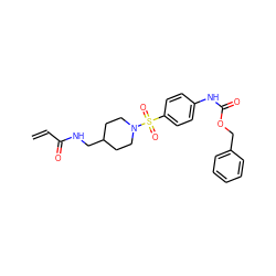 C=CC(=O)NCC1CCN(S(=O)(=O)c2ccc(NC(=O)OCc3ccccc3)cc2)CC1 ZINC000095578894