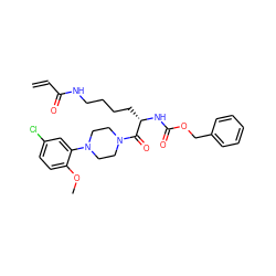 C=CC(=O)NCCCC[C@H](NC(=O)OCc1ccccc1)C(=O)N1CCN(c2cc(Cl)ccc2OC)CC1 ZINC000095561475