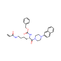 C=CC(=O)NCCCC[C@H](NC(=O)OCc1ccccc1)C(=O)N1CCN(c2ccc3ccccc3c2)CC1 ZINC000095558160