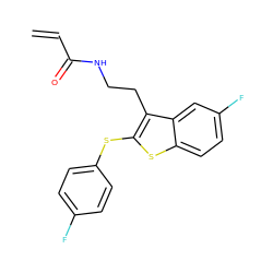 C=CC(=O)NCCc1c(Sc2ccc(F)cc2)sc2ccc(F)cc12 ZINC000071331989