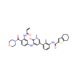 C=CC(=O)Nc1cc(Nc2cc(-c3cccc(NC(=O)c4cc5c(s4)CCCC5)c3C)cn(C)c2=O)ccc1C(=O)N1CCOCC1 ZINC001772601435