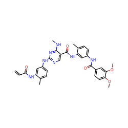 C=CC(=O)Nc1cc(Nc2ncc(C(=O)Nc3cc(NC(=O)c4ccc(OC)c(OC)c4)ccc3C)c(NC)n2)ccc1C ZINC001772605556