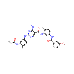 C=CC(=O)Nc1cc(Nc2ncc(C(=O)Nc3cc(NC(=O)c4cccc(OC)c4)ccc3C)c(NC)n2)ccc1C ZINC001772590672