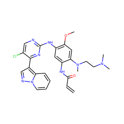 C=CC(=O)Nc1cc(Nc2ncc(Cl)c(-c3cnn4ccccc34)n2)c(OC)cc1N(C)CCN(C)C ZINC000299829921