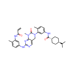 C=CC(=O)Nc1cc(Nc2ncc3c(n2)N(C)C(=O)N(c2cc(NC(=O)[C@H]4CC[C@H](C(C)C)CC4)ccc2C)C3)ccc1C ZINC001772587889