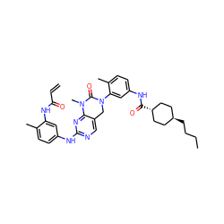 C=CC(=O)Nc1cc(Nc2ncc3c(n2)N(C)C(=O)N(c2cc(NC(=O)[C@H]4CC[C@H](CCCC)CC4)ccc2C)C3)ccc1C ZINC001772586176