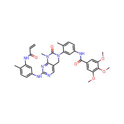 C=CC(=O)Nc1cc(Nc2ncc3c(n2)N(C)C(=O)N(c2cc(NC(=O)c4cc(OC)c(OC)c(OC)c4)ccc2C)C3)ccc1C ZINC001772601516