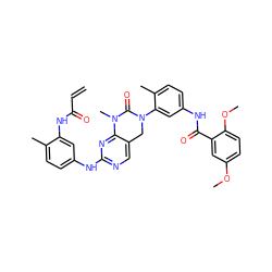 C=CC(=O)Nc1cc(Nc2ncc3c(n2)N(C)C(=O)N(c2cc(NC(=O)c4cc(OC)ccc4OC)ccc2C)C3)ccc1C ZINC001772638537