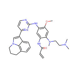 C=CC(=O)Nc1cc(Nc2nccc(-c3cn4c5c(cccc35)CCC4)n2)c(OC)cc1N(C)CCN(C)C ZINC001772581917