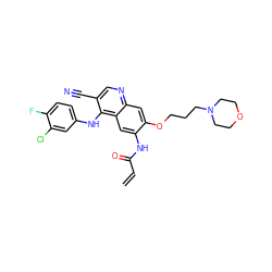 C=CC(=O)Nc1cc2c(Nc3ccc(F)c(Cl)c3)c(C#N)cnc2cc1OCCCN1CCOCC1 ZINC000026731886