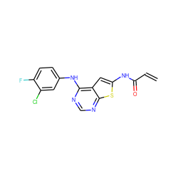 C=CC(=O)Nc1cc2c(Nc3ccc(F)c(Cl)c3)ncnc2s1 ZINC000169311810