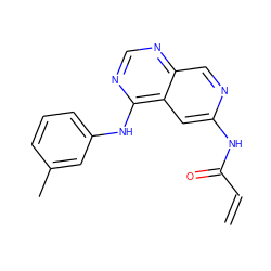 C=CC(=O)Nc1cc2c(Nc3cccc(C)c3)ncnc2cn1 ZINC000013797527