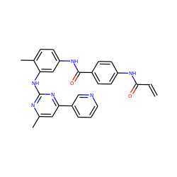 C=CC(=O)Nc1ccc(C(=O)Nc2ccc(C)c(Nc3nc(C)cc(-c4cccnc4)n3)c2)cc1 ZINC000141355708