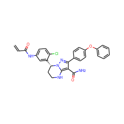 C=CC(=O)Nc1ccc(Cl)c([C@H]2CCNc3c(C(N)=O)c(-c4ccc(Oc5ccccc5)cc4)nn32)c1 ZINC001772606232