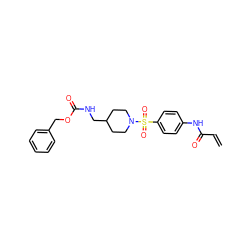 C=CC(=O)Nc1ccc(S(=O)(=O)N2CCC(CNC(=O)OCc3ccccc3)CC2)cc1 ZINC000084738932