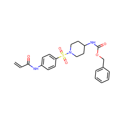 C=CC(=O)Nc1ccc(S(=O)(=O)N2CCC(NC(=O)OCc3ccccc3)CC2)cc1 ZINC000084690019