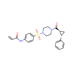 C=CC(=O)Nc1ccc(S(=O)(=O)N2CCN(C(=O)[C@H]3C[C@@H]3c3ccccc3)CC2)cc1 ZINC000084730994