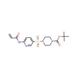 C=CC(=O)Nc1ccc(S(=O)(=O)N2CCN(C(=O)OC(C)(C)C)CC2)cn1 ZINC000084739473