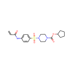 C=CC(=O)Nc1ccc(S(=O)(=O)N2CCN(C(=O)OC3CCCC3)CC2)cc1 ZINC000084733818