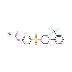 C=CC(=O)Nc1ccc(S(=O)(=O)N2CCN(c3ncccc3C(F)(F)F)CC2)cc1 ZINC000084739190