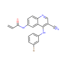 C=CC(=O)Nc1ccc2ncc(C#N)c(Nc3cccc(Br)c3)c2c1 ZINC000013492820